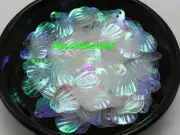 150 x shell fan clam sequins aurora borealis ab colour plastic 13mm x 11mm craft