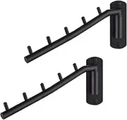 2 Packs Black Folding Wall Clothes Drying Rack, Stainless Steel Wall Clothes Hanger Rack with Swing Arm for Bathroom Home Storage