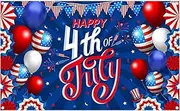 ZTHMOE 72x43inch Happy 4th of July Backdrop Independence Day Photography Background American Patriotic Banner Veterans Memorial Party Decorations Photo Props