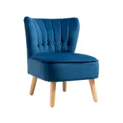 Costway Modern Velvet Accent Chair Leisure Sofa w/Wood Legs Blue