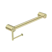 Nero Mecca Care 32mm Grab Rail With Toilet Roll Holder 450mm Brushed Gold NRCR3218ABG