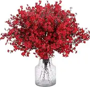 PENGQIMM Babys Breath Artificial Flowers,6 Bundles Fake Flowers Faux Flowers Red Real Touch Faux Gypsophila Bouquet Fake Silk Plants Decor for Home Wedding Bouquets Floral Arrangement (Red)