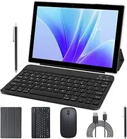 10 inch keyboard android tablet 2 in 1 includes mouse stylus pen, 3GB RAM 64GB ROM 1024GB Expand quad-core tablet, 6000mAh battery, 8MP camera, FHD 1280x800