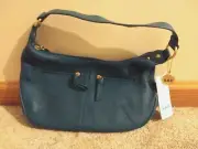 THE SAK teal leather "Keri" handbag shoulder bag 1990s New Never Used
