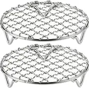 uxcell 2pcs Round Cooking Rack 4.7-inch 201 Stainless Steel Cross Wire Barbecue Grill Net with 20mm Legs for Cooking Baking Steaming BBQ