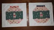 Handmade quilted Christmas Ornament Mug Rug Set of 2 8" x 8"