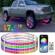 US 4Pcs 17.5" RGB Flow LED Wheel Ring Rim Lights Neon For GMC Sierra 1500 2500