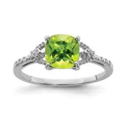 Sterling Silver Diamond and Peridot Ring Size 6 1.87gm Gift for Mother