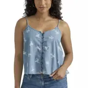 NWT Wrangler Retro Button Front Denim Cami Top Blouse Cowboy Womens Medium