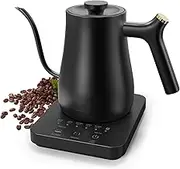 Electric Gooseneck Kettle, 5 Variable Precise Temperature Control, 2H Keep Warm, Stainless Steel Inner, Quick Heating, for Pour Over Coffee, Brew Tea, Boil Hot Water, Boil-Dry Protection, 0.8L, Black