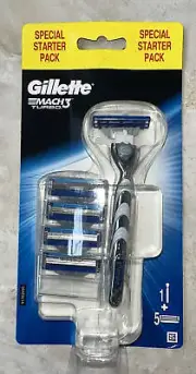 Gillette Mach3 Turbo One Handle And 5 Refills Cartages