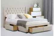 Istyle Modern Classic Dupont Double Drawer Storage Bed Frame White Oak
