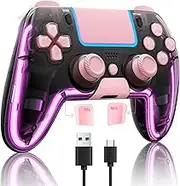 BRHE Wireless Controller forPS4 with Hall 3D Joysticks/RGB LED Lights/Programming Funtion,Pink PS4Controller Remote Joystick Gamepad,Game Controller for PS4/Slim/Pro
