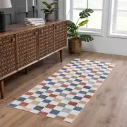 Size: 2'7" x 10' Runner - Alie Colorful Checkered Washable Rug