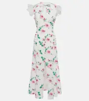 [Alessandra Rich] Alessandra Rich Floral silk midi dress AU 6 white