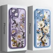 Flower Silicone Clear Shockproof Case For iPhone 15 Pro Max 14 13 Pro 12 Cover