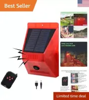 Heavy-Duty Solar-Powered Outdoor Alarm - Loud 129db Siren - Strobe Light
