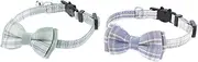 Abaodam 2 Pack Adjustable Plaid Cat Collars with Breakaway Bowtie Bell Soft Comfortable Stylish for Kittens and Puppies Accessory