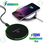 15W Wireless Charger SupRShield Universal Qi Wireless Fast Charging Charger Pad for Apple iPhone 12 /12 Pro /12 Pro Max /12 Mini /iPhone 11 /11 Pro Max (Black)