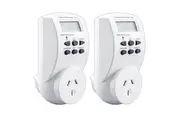 2x Sansai 7 Day 24hrs Outlet Powerplug Digital Timer 2400W 240V 10A Max LCD WHT