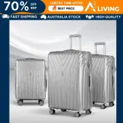 3pc Luggage Trolley Set Suitcase Travel Hard Case Carry On Silver Lightwei ET-SV