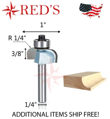 Tideway Carbide IND LC07020804 1/4" Radius Cove Bearing 1/4" shank router bit