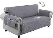 [LIWEGHT] Sofa Covers Waterproof Couch Cover Non-Slip Quilted Sofa Slipcover for Dogs Furniture Protector Cover for Pets with Adjustable Strap Washable（2 Seater, Grey）