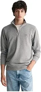 [GANT] Men's Reg Shield Half Zip Sweat Logo Long Sleeve Pullover with Short Zip