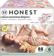 [The Honest Company] Super Club Box Diapers with TrueAbsorb Technology, Painted Feathers & Bunnies, Size 6, 88 Count