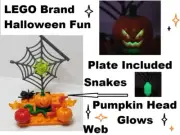 LEGO Halloween Glowing Pumpkin Head Web Spiders Flaming Pumpkins Squash Carved