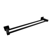Bathroom 600mm Wall Double Towel Rack Rail Ring Stainless Steel Holder Bar Black