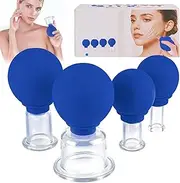 Cupping Glasses with Silicone Suction Ball Set of 4 Face Vacuum Massage Cupping Detoxification Against Tension, Wrinkles and Cellulite, for Any Body Area