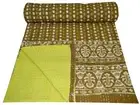 Indian Handmade Hand Block Print Queen Cotton Kantha Quilt Throw Blanket Gudari