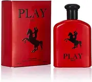 New Play men's Eau De Parfum, 3.4 Fl. Oz Men's Fragrance - Three Scents, Spicy woody, woody, fruity flavors，Fresh and Long-Lasting, Men's Cologne，Suitable For Romantic Dates And Daily Life. (100ml Play Red)