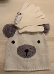 Children's Polar Bear Hat and Glove Set -New