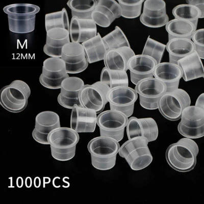 1000PCS Ink Caps Plastic Pigment Cups Tattoo Supplies 12mm NEW M- Size EAA