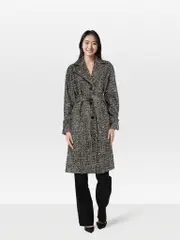 Grey Wool Single Breast Long Coat