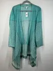 Krazy Kat Sheer Cardigan Womens Sz XXL Open Front Top Teal Bohemian Print NWT