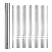 100pcs Kebob Skewers 40cm x 5cm Stainless Steel Flat Sticks with Tube Storage