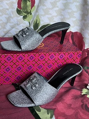 Tory Burch Eleanor Pave Mule Sandal 65mm/Leather/Diamond/ Black/US8,5M/$378
