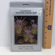 Vintage Kmart Telephone Address Book Lacquerware Asian Style Water Iris Floral