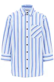 [GANNI] GANNI "oversized striped poplin shirt 38 White