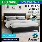 ALFORDSON Bed Frame Queen Double King Single Base Wooden Slats Leather Black