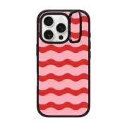 iPhone 16 Pro Impact Ring Stand Case MagSafe Compatible Red And Pink Wavy Stripe