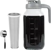 Xylanor Cold Brew Coffee Maker Pitcher, 64 OZ Heavy Duty Glass Wide Mouth Mason Jar Pour Spout Airtight Lid with Stainless Steel Infuser Filter for Iced Coffee, Ice Tea, Brewed Making