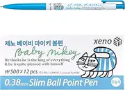 Xeno 0.38mm Slim Ballpoint Pen Shinzi Monpeluche to Baby Mikey Lisa 12 Pack (Skyblue 12 Pack)