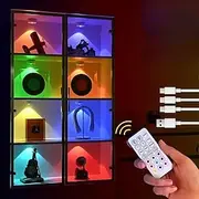 Rechargeable Magnetic RGB LED Cabinet Light with Remote Control Picture Light 12 Color Options Indoor Light for Cabinets and Display Cases USB Rechargeable Xma