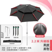 在飛比找PChome24h購物優惠-釣魚遮陽傘-2.2米升級版黑色黑膠(防風釣魚傘/戶外遮陽傘/