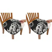 Chair Cover 2Pcs Printed Stretch Dining Chair Seat Covers Removable Seat Cushion Slipcovers Protector-Royal