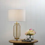 Oriel Lighting WARE Art Décor Marble Based Metal Table Lamp w Shade